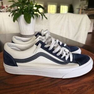 Vans Old Skool Suede and Canvas Sneakers Classic Sport Navy White 10.5